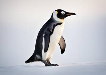 A penguin is standing on a white background.