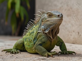 Obraz premium iguana in the zoo,iguana on a tree,iguana in the zoo