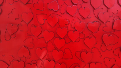 Lots of red hearts on a red background. Festive background design, perfect for Valentine's Day...