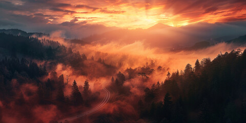 Obraz premium Breathtaking scene of a mountain depicting a moment of tranquility 