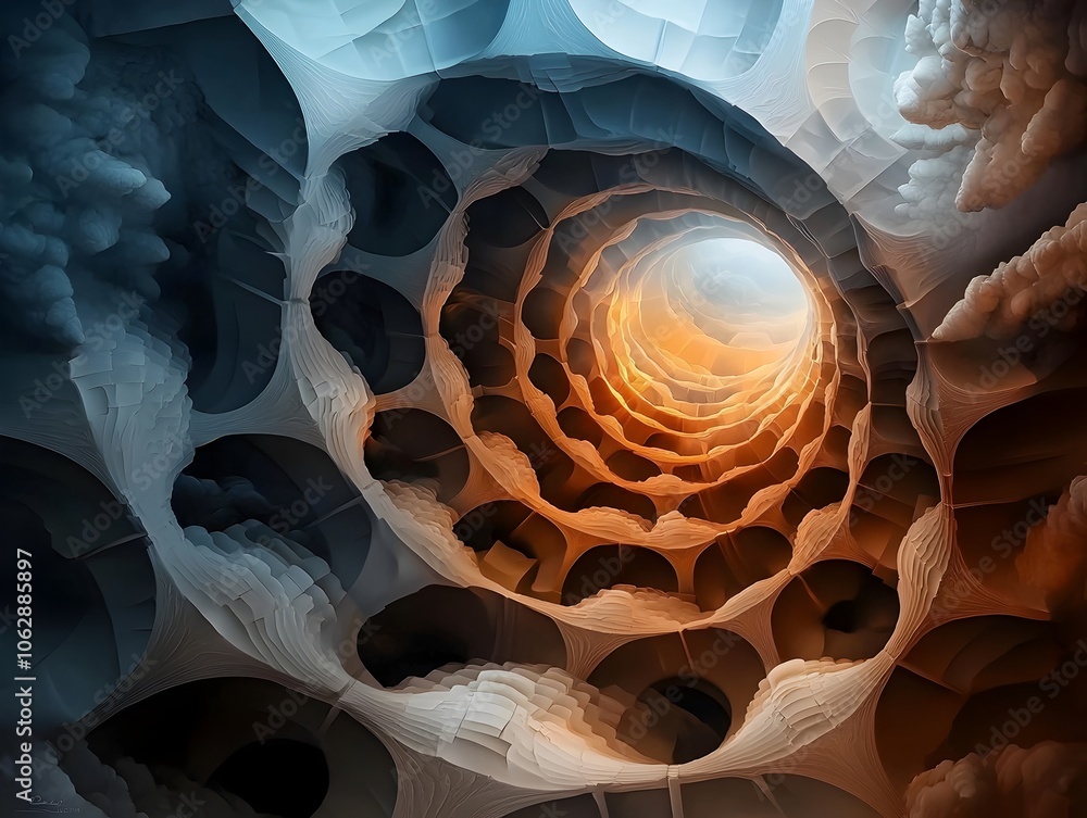 Poster luminous molecular architectural vortex an ethereal futuristic photographic revelation of nested pat