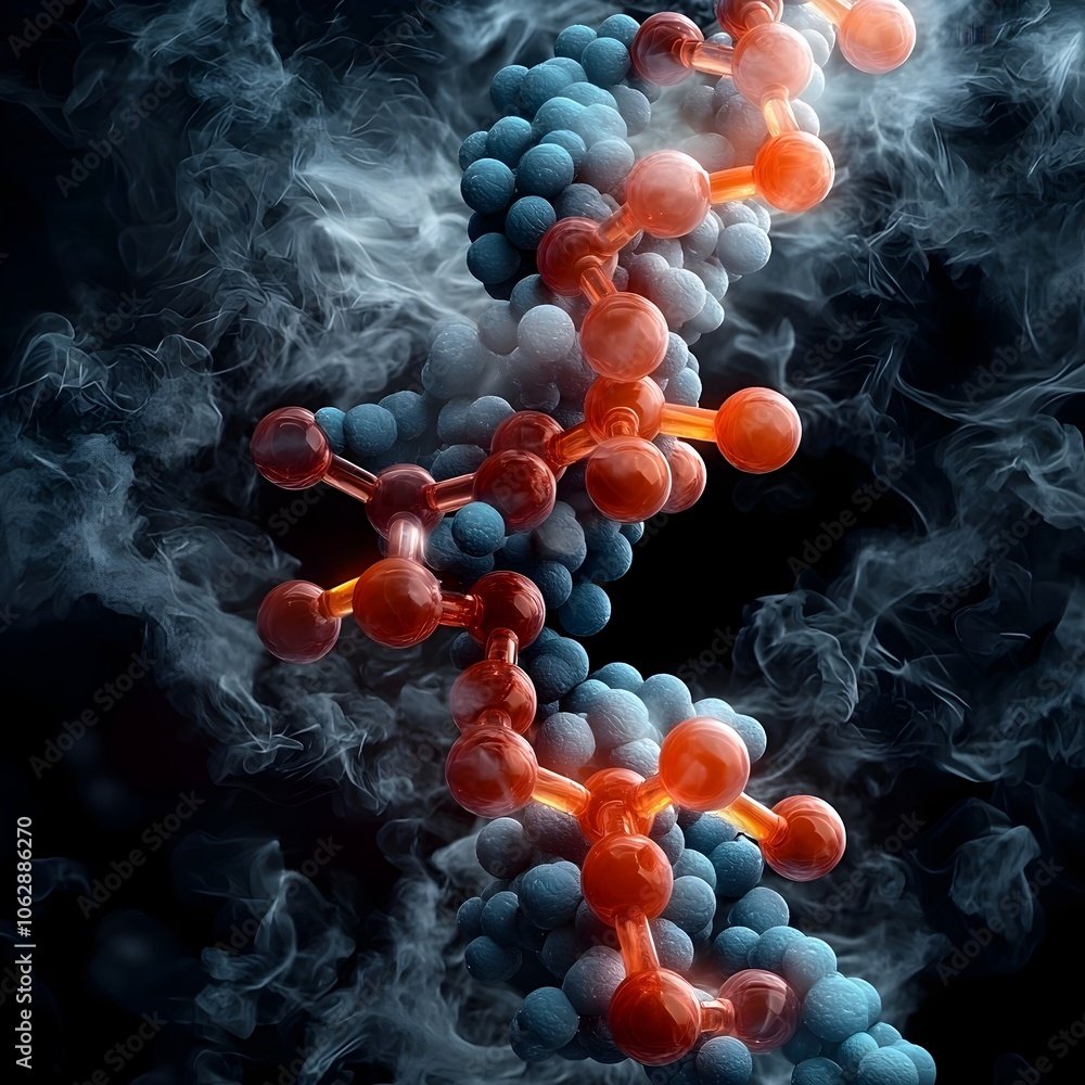 Poster captivating image of a vibrant molecular model featuring intricate atomic patterns and intense hues 
