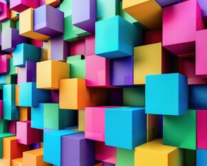 Obraz premium Vibrant colored cubes stacked together in an abstract pattern.