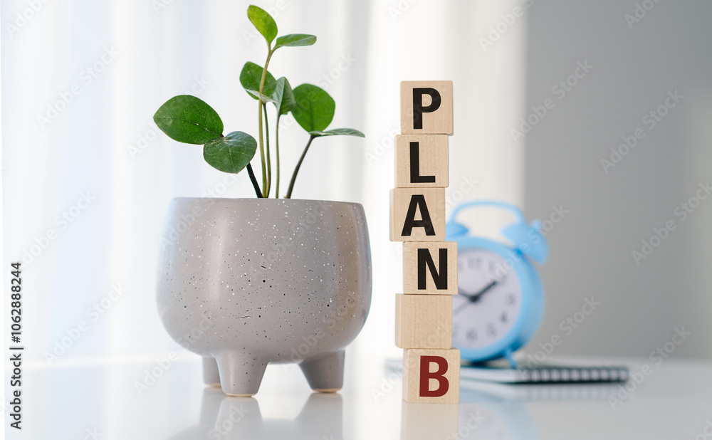 Aufkleber concept of organization and structure text on wooden cubes plan b