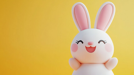 Obraz premium closeup of a kawaii pink and white toy bunny