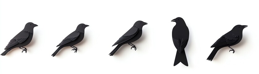 Obraz premium Silhouette of various birds, black isolate background.