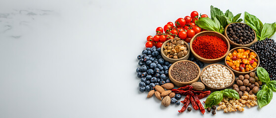 Explore the vibrant world of assorted spices arranged in a circular pattern