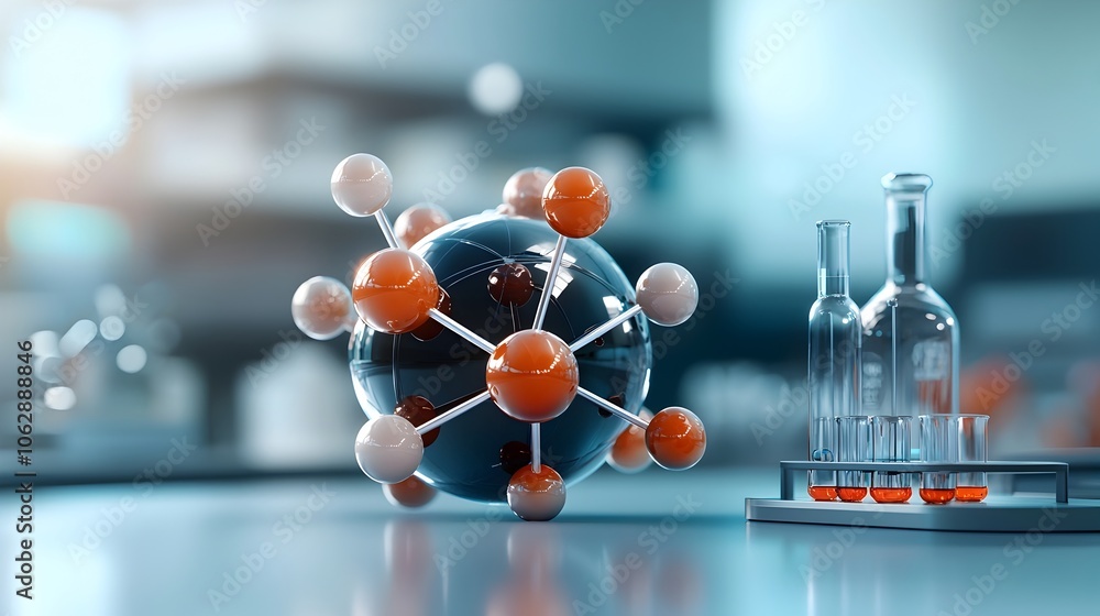 Poster captivating molecular structure showcased in vibrant iridescent gradient intricate atomic bonds futu