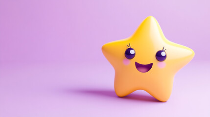 a cute 3d render of a bright yellow star with big eyes
