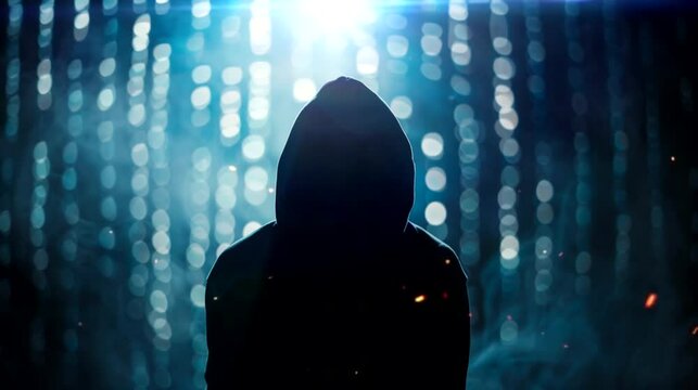 Hacker silhouette scene with blur background, Camera slow motion with different angles