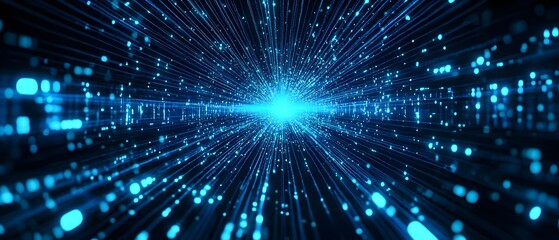 Futuristic Blue Light Streaks on Dark Background