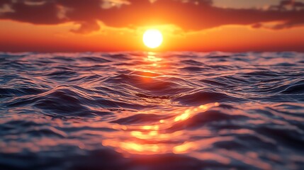 Stunning sunset over ocean, vibrant reflection