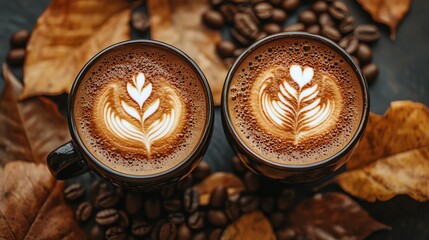 Coffee art, cozy autumn ambiance
