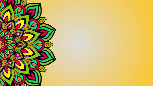 mandala ornament background looping smoothly, arabic islamic style for any purpose. Abstract digital gold color mandala footage. Floral vintage decorative element's oriental