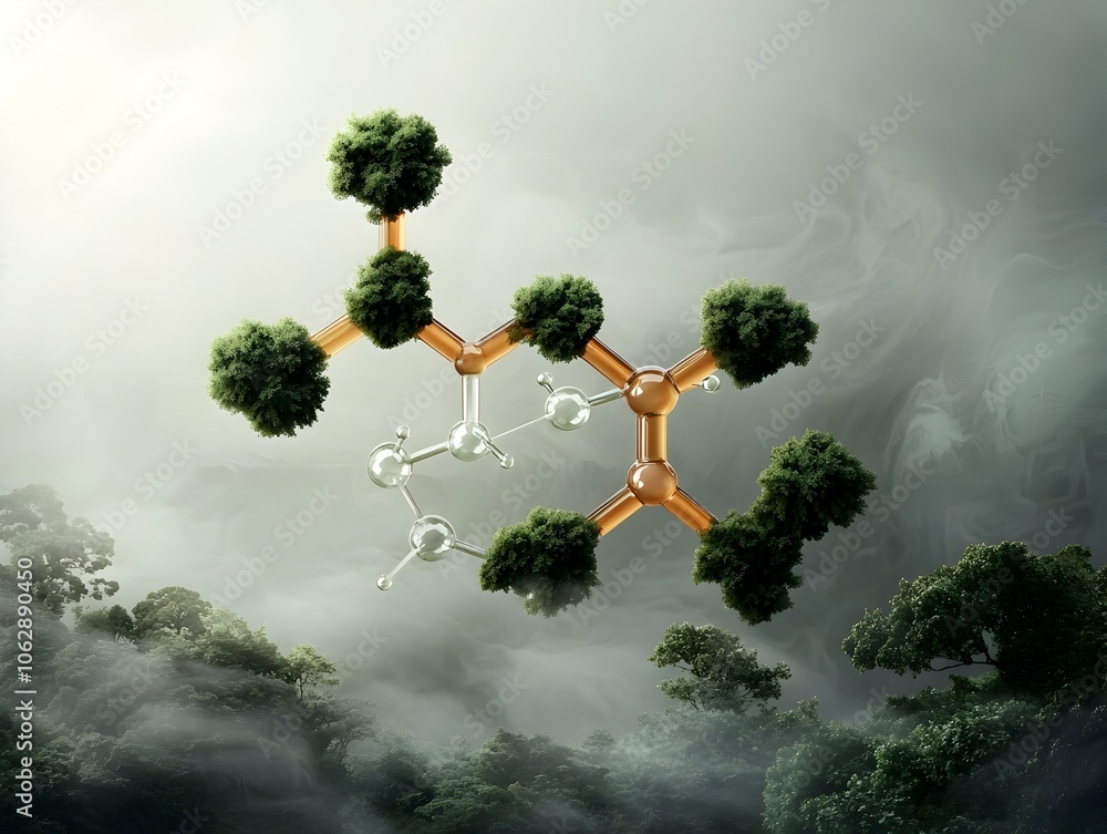 Poster captivating molecular structure with intricate geometric patterns and delicate interconnected bonds 