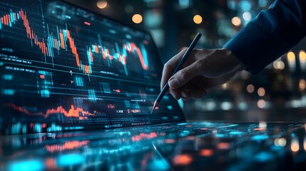 Businessman drawing a growth graph and arrow