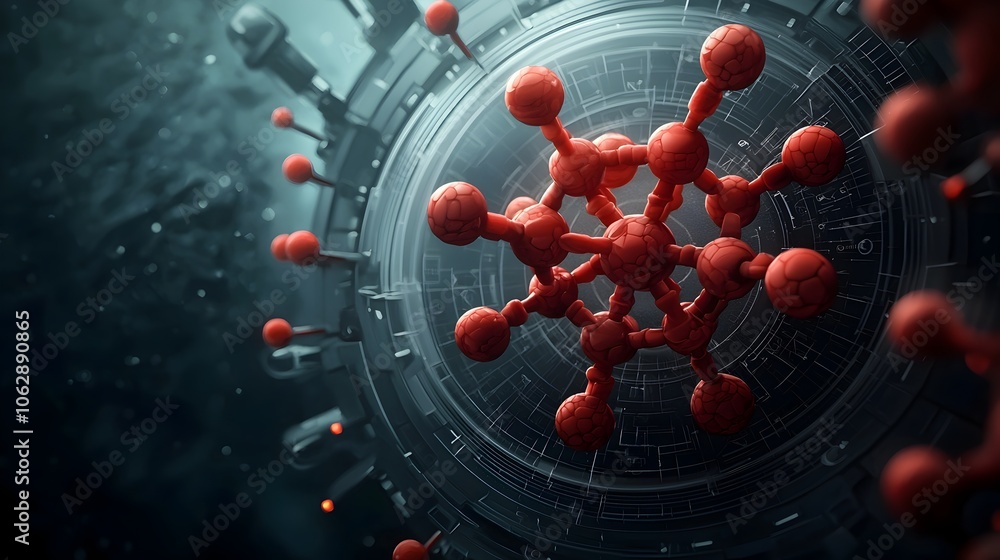 Aufkleber innovative molecular structure glowing organic shapes and dynamic interactions in a futuristic scien