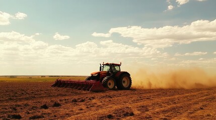 Tractor Plowing Field