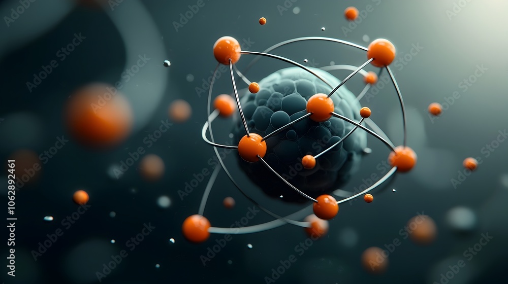 Aufkleber captivating digital art depiction of a dynamic and ethereal spherical molecular structure with swirl