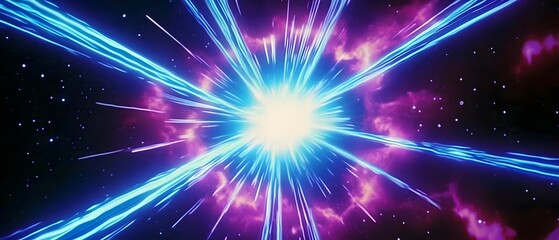 Naklejka premium Dynamic Blue Light Streaks on a Cosmic Canvas