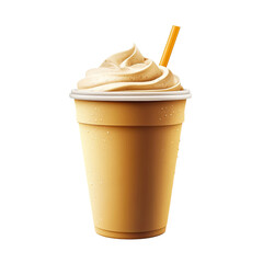 Creamy Beverage in Paper Cup with Straw