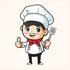 Happy smile little boy chefkid cooking