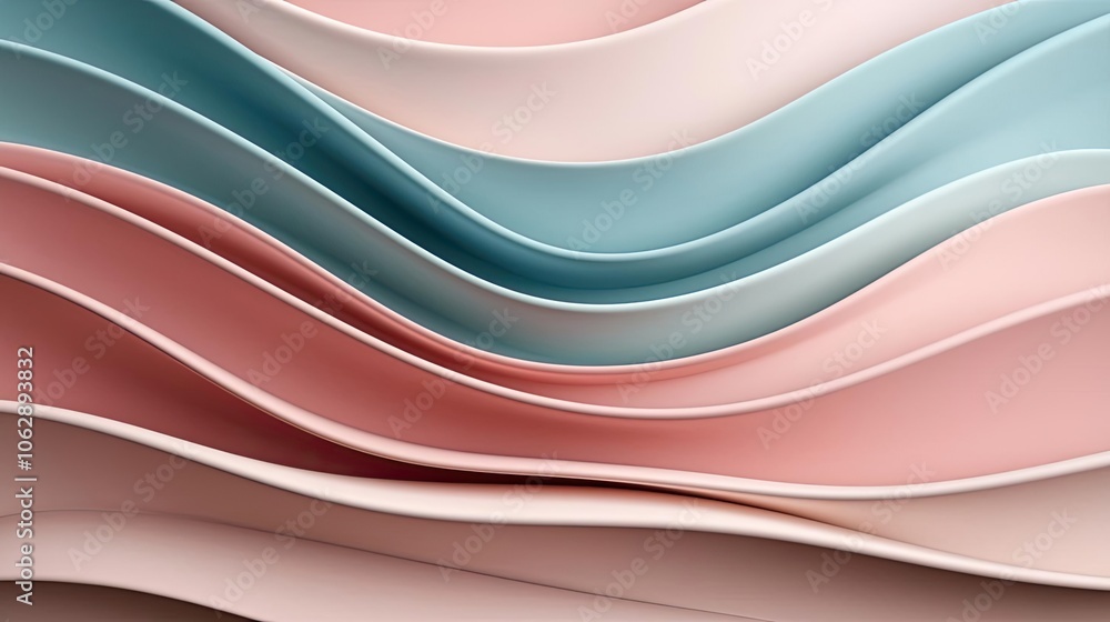 Poster abstract waves in soft pastel colors on a textured background.