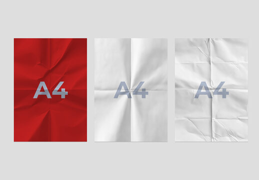 Folded Paper Textures With A4 Size Mockups, Generative ai