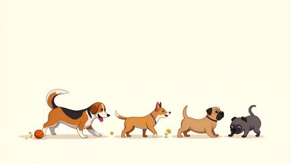 two dogs playing with a ball