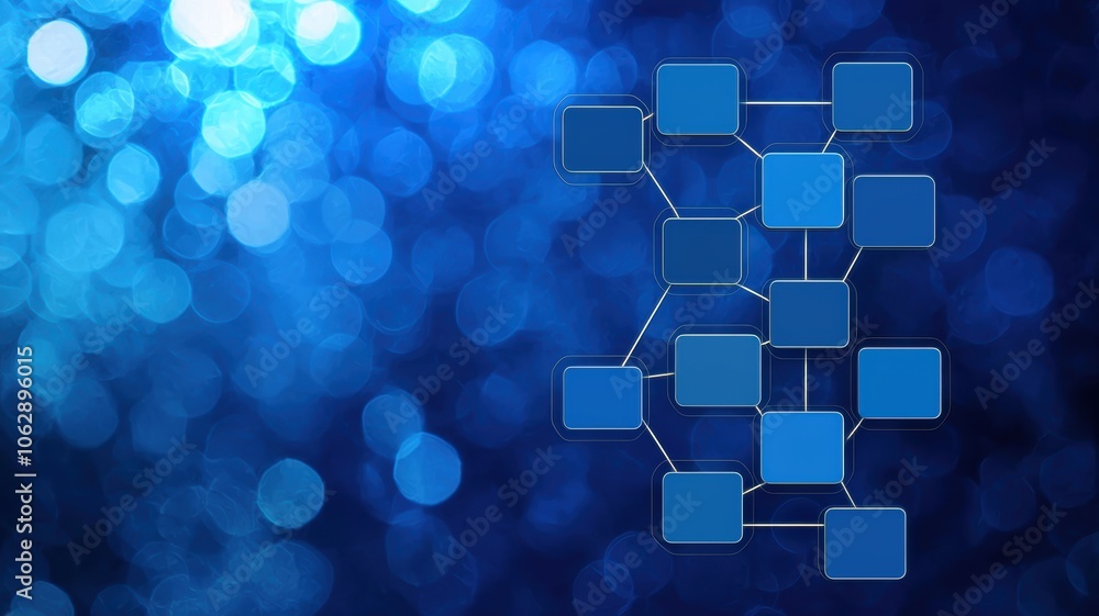 Poster glowing flowchart on digital background