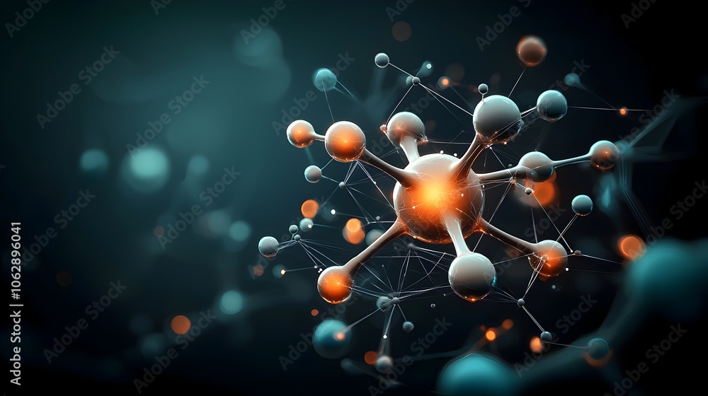 Poster ethereal molecular formations with dynamic arrays of abstract geometric shapes luminescent energy fi