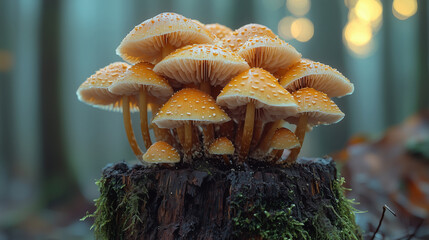 Velvet Foot Mushroom clinging to tree stump