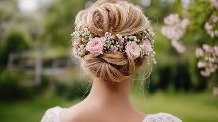 Obraz premium Bridal Hairstyle with Flowers