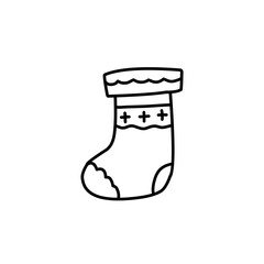 Christmas sock line icon
