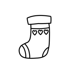 Christmas sock line icon