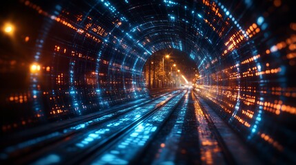 Vivid Photorealistic Image of a Futuristic Virtual Environment with Advanced Technology Elements