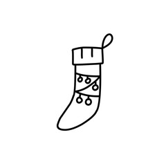 Christmas sock line icon