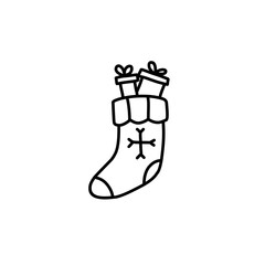 Christmas sock line icon