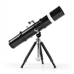 Telescope isolated on white, explore the universe, astronomical tool.