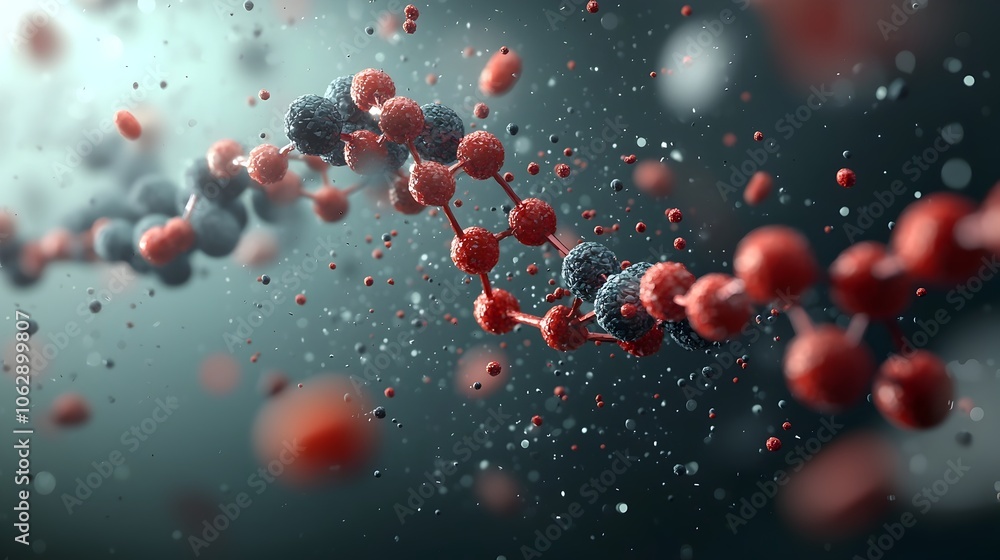 Aufkleber flowing molecular structures with intricate atomic formations and seamlessly interconnected particle