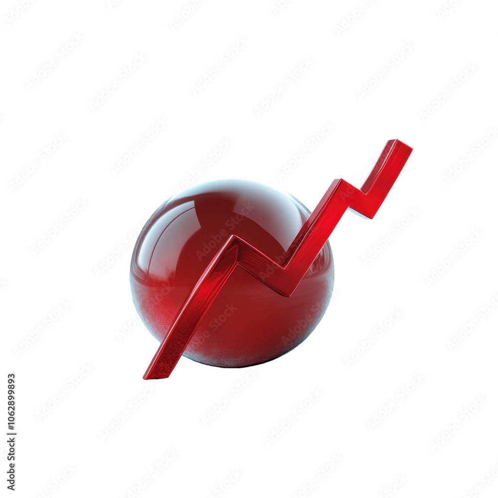 Poster a red sphere with a red line on it