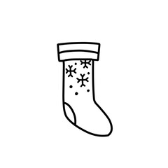 Christmas sock line icon