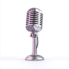 Fototapeta premium Silver vintage microphone on white background.
