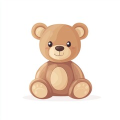 Obraz premium Flat style illustration of a teddy bear, minimalistic design, playful and bright.