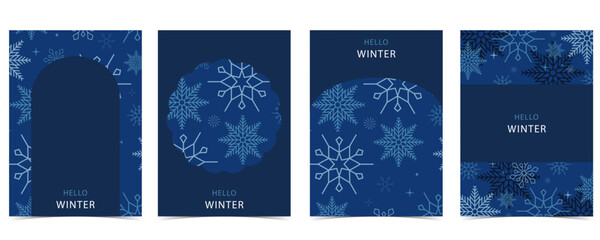 blue winter banner background with snowflake for a4 vertical design