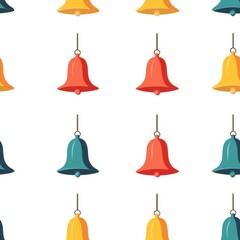Obraz premium Flat style seamless pattern bell, evenly spaced graphics, isolated on white