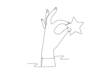 Hands holding stars. Stars concept one-line drawing
