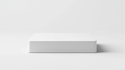 A minimalist, flat white box with rounded edges, sitting on a plain white background