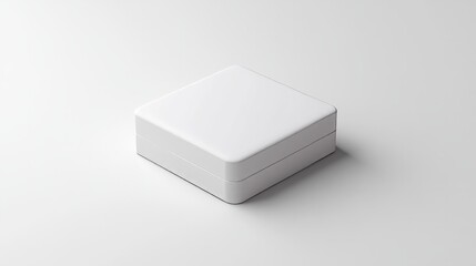 A minimalist, flat white box with rounded edges, sitting on a plain white background