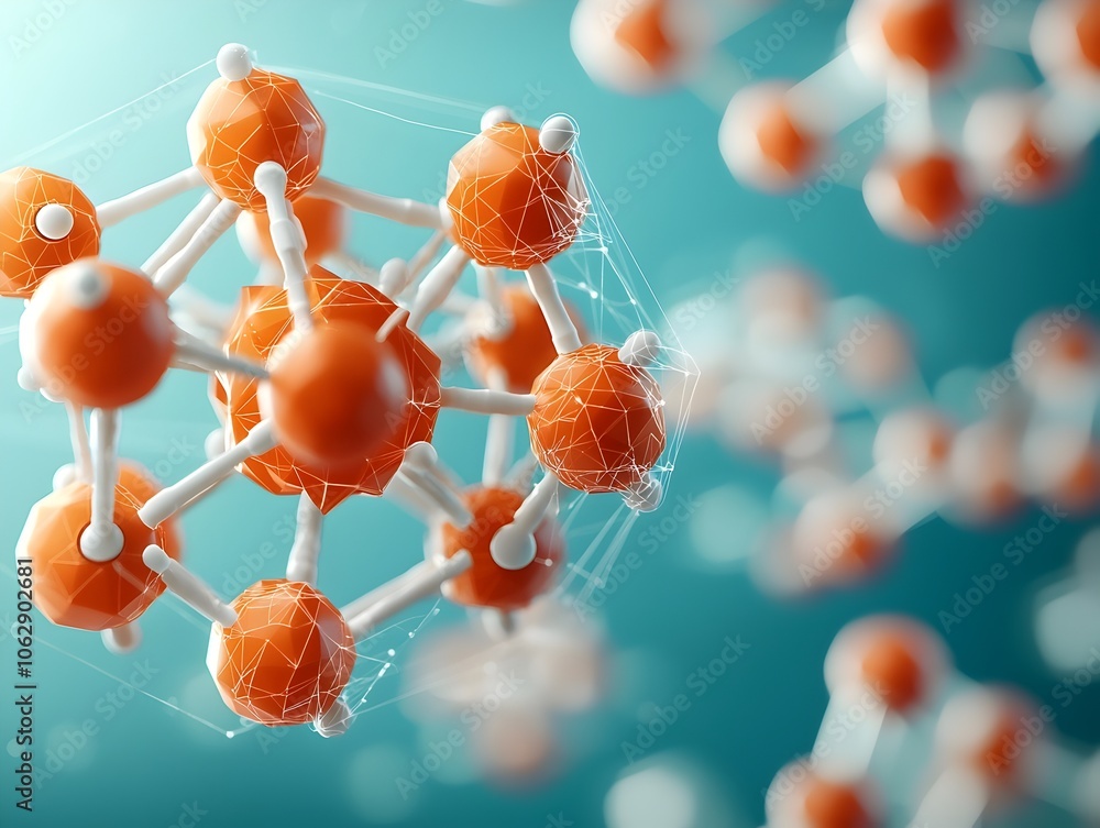 Poster intricate molecular assembly visualizing the dynamic complexity of chemical interactions in a globul